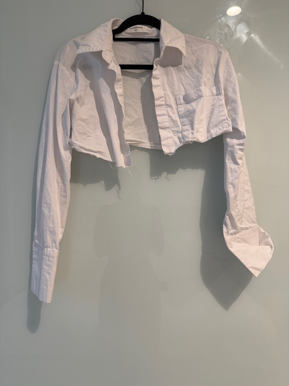 Cropped White Button-Up Shirt Jacket - Women's